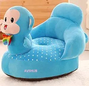 AVSHUB Soft Toy Cotton Stylish Monkey Design Baby Sofa Seat Plush Cushion and Chair for Babies and Kids Children Baby Boy Girl (Blue)