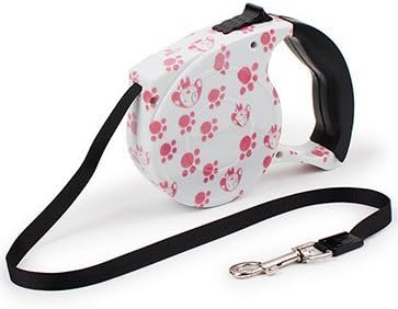 5M Automatic Retractable Leashes Nylon Pet Leash Multicolor Pattern Dog Leashes Walking Dog Leads (pink paw)