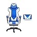 Produktbild Bseack Drehstuhl Gaming Chair, Verstellbarer PU-Leder-Stuhl mit hoher Rückenlehne und Teleskop-Fußstütze mit Massage-Lordosenstütze (Farbe : Steel feet)