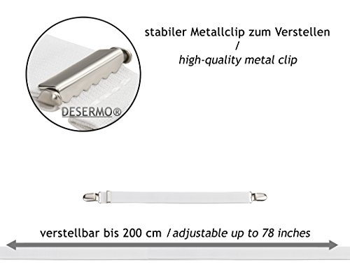 DESERMO® Betttuchspanner EXTRALANG im 3er, 6er oder 10er Pack | kreuz und quer verstellbar bis 200cm - 2