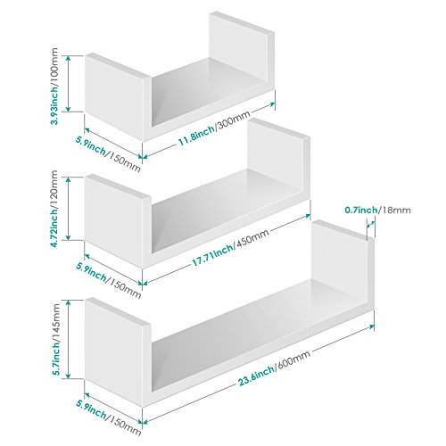 Amzdeal Floating Shelves Wall Mounted Shelf Set Of 3 Decorative
