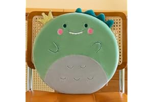 champracer Runde Stuhlkissen Kinder,Cartoon Rundes Kissen， Stuhlkissen Dickes Stuhlkissen ，40cm Memory Foam Sitzkissen Stuhl Sitzpolster mit Abnehmbarer Bezug, Cartoon Tier Sitzauflage (Dinosaurier)