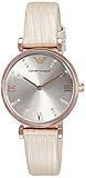 Emporio Armani AR1681 Uhr Damenuhr Lederarmband vergoldet 3 bar Analog beige