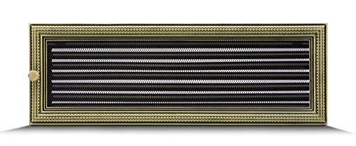 Preisvergleich Produktbild Lüftungsgitter Luftgitter Warmluftgitter Kamin Gitter - Rattan Gold Style, Halbrundprofil verschiedene Größen 10,5x25cm 11x25cm 17x11cm 17x17cm 17x30cm 17x40cm 17x50cm - mit oder ohne Lamellen