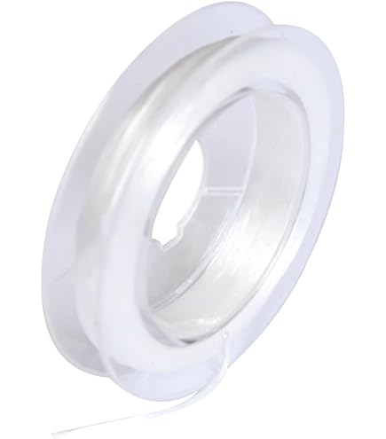 Suofuolef 4 spoel elastiek voor armbanden, 0,4 mm, 0,6 mm, 0,8 mm, 1,0 mm, transparant, elastische sieradendraad met parelnaald voor het maken van sieraden, halskettingen, doe-het-zelf knutselen