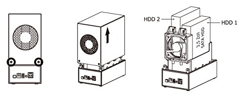 Icy Box IB-RD3621U3 Externes RAID-System (0/1/Single/Large) für 2x 3,5 Zoll SATA HDD, USB 3.0 (UASP), SATA III, Lüfter, Standby, schwarz - 5