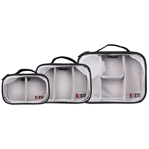 Preisvergleich Produktbild Bubm Multifunktions-Tragetaschen für Kopfhörer, Elektronik, Zubehör, Kabel, Adapter, Powerbank, Akku, Reise, Stoßdämpfung, wasserdicht, 3er-Set: L, M, S