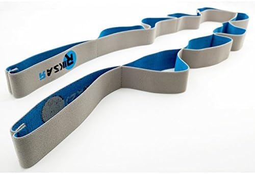 Yoga Fitness Strap Riksar Elastic 10 loops - Stretch out Strap + pdf Ebook with Exercises