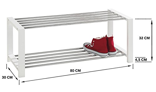Schuhbank Schuhregal Schuhschrank ULFI 1 | weiß lackiert | 80x32x30 cm - 3