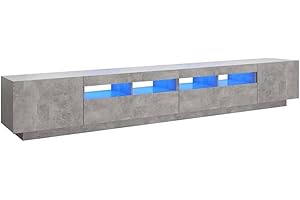 vidaXL Mueble para TV con Luces LED Soporte Mobiliario Aparador Estante Salón Sala de Estar Dormitorio Decoración Gris Hormigón 260x35x40 cm