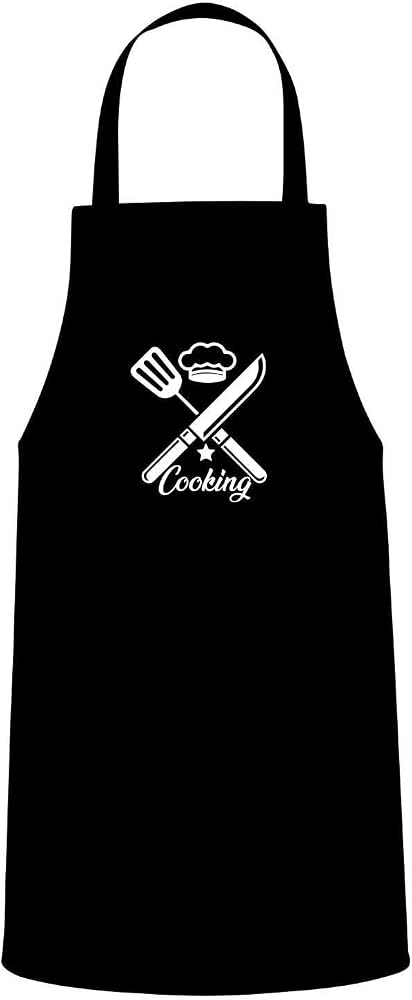 Tasarım Trend Cooking Yazılı Özel Baskılı Chef Mutfak Önlüğü Siyah
