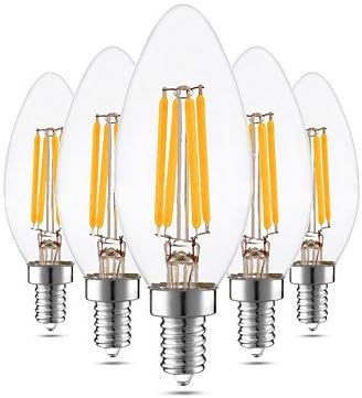 5 pcs Dimmable YWXLight? LED Bulb E12 C35 4W Glass Shell 360 Degree Vintage LED Candle Light Edison LED Filament Lamp Warm White AC 110-130V , e12