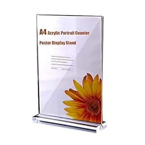 A4 Acryl Hochformat Zähler Poster Display Ständer T geformte