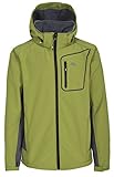 Wasserdicht bis 8.000mmWS Trespass Strathy II, Cedar Green, S, Wasserdichte Softshelljacke mit abnehmbarer Kapuze für Herren, Small, Grün