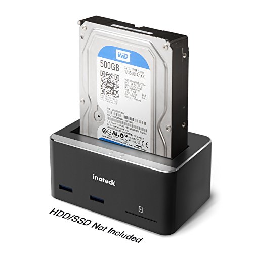 [UASP&8TB] Inateck Aluminium USB 3.0 auf SATA 3 Festplatten Dockingstation zusätzlich mit 2-Port Hub und SD-Kartenlesegerät für 2,5″ und 3,5″ Zoll HDD/SSD, inklusive USB3.0 Kabel mit 12V 2A Netzteil - 2