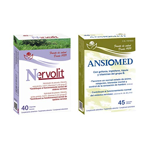 Bioserum - Pack Ansiomed 45 Cápsulas + Nervolit 40 Cápsulas - Regula de forma natural tu estado de animo y sistema nervioso