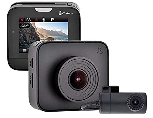 Cobra Drive HD Dash Cam with 32GB MicroSD Included Feat.1080p Full HD Front Cam and 720p HD Rear Cam, with G-Sensor Auto Accident Detection, Loop Recording, 160 Degree Ultra-Wide Angle DVR