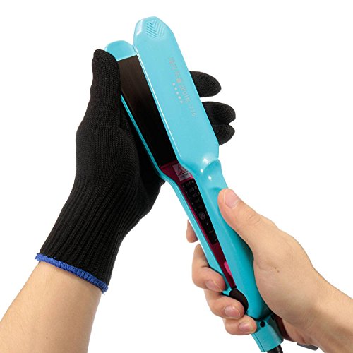 KING DO WAY Black Heat Resistant Protective Gloves Mittens For Hair Straighteners Hair Curler
