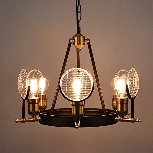 Lingkai Retro Ceiling Light Industrial Chandelier High-Temperature Baking Finish Round Pendant Light for Bedroom Living Room Restaurant Dining Room Indoor use Flush Mount Hanging Light Fixture Φ 40cm