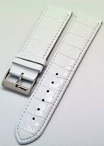 Uhrenarmband Kalbleder WEISS 30mm mit Alligator-Struktur 3965 Uhrenarmband Kalbleder WEISS 30mm mit Alligator-Struktur 3965