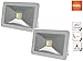Produktbild 2er Set Strahler weiß mit 10W LED warmweiß, Befestigungsbügel, flaches Design, IP65