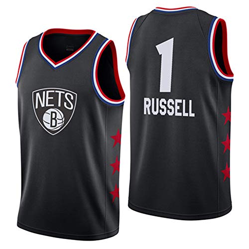 Hommes NBA Brooklyn Nets 1# Russell T-Shirt de Basket-Ball Retro Maillots Uniforme de Basket-Ball Top Brodés