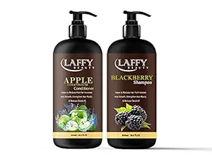 LAFFY Apple Crider Vinegar Conditioner & Blackberry Shampoo,Twosome No Parabens & Sulphates Hair Care 300ml | Pack Of 2