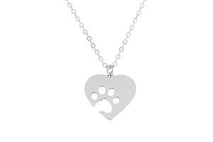 Only faith Collare per gatti da donna in acciaio inox impronte zampe animali domestici. Con confezione regalo. Regalo per gli amanti degli animali domestici Cane e Gatti