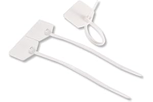 6COMGIGA Wasserdichte Versandanhänger, selbstsichernde, beschreibbare Markierungsbänder aus Nylon, Gepäckidentifikationsanhänger, Siegeletiketten, Kabelbinder zum Beschriften, 100 Stück (Weiß)