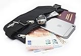 Flache Reise-Bauchtasche mit RFID-Blocker | Unauffälliger Geldgürtel in verschiedenen Farben – von Globeproof® (Schwarz) - 
