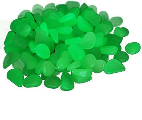 Duode Time 100 Pcs Man-made Phosphorescent Luminous Stone Pebbles Stone Cobblestone Glow in the Dark for Fish Tanks Garden Decor(green)