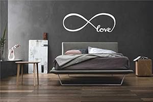 Adesivi Murales arredamento camera da letto Wall Stickers Decor Infinity Simbolo Parola Amore arte del vinile muro (MEDIUM 135X28 CM, BIANCO) Adesivo4You ®