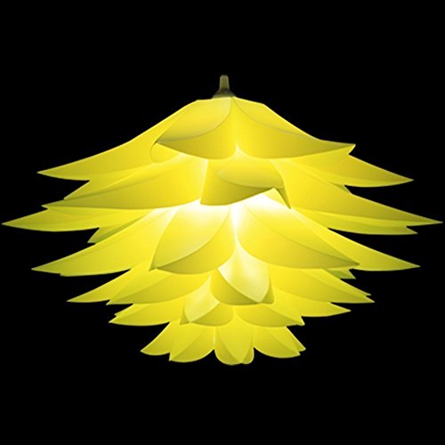 Excerando Decke hängende DIY IQ Puzzle Lotus Flower Lampenschirm Kit Wohnzimmer Esszimmer Dekor Beleuchtung, Durchmesser 53 cm(Gelb) - 2