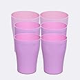 ECO Reusable 6 Pcs of Hard Plastic Cups - Hard Plastic Drinking Glasses - Drinkware Set Serving Party, Wedding, Camping, Beach and Picnic - Dishwasher Friendly (420 ml) (Pink)