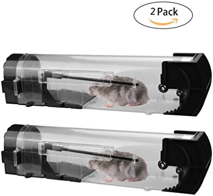 Humane Mouse Trap (2 Pack) Oziral Rat Trap Plastic Rodent Trap Eco - Friendly Reusable Catches Cage Mice Alive for Kitchen, Garden and Home