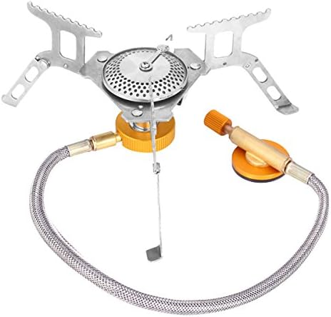 Holdlebe Camping Gas Stove Convenient Piezo Ignition Lightweight Portable Foldable Backpacking Cooking Burner with Carrying Case