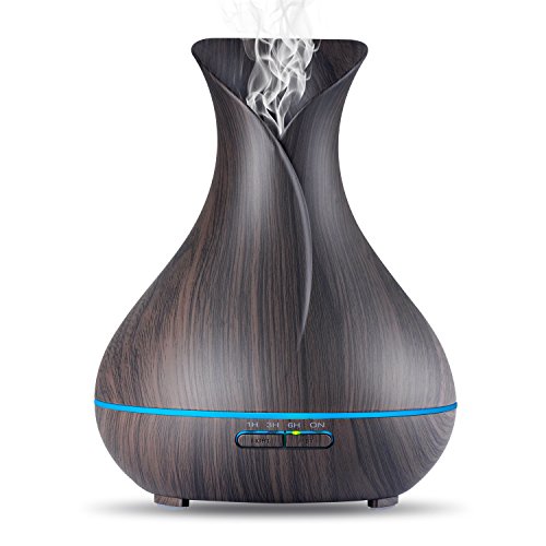 Aroma ätherisches öl diffusor,OliveTech 400ml Ultraschall kühl Nebelbefeuchter mit LED Leuchten Farben wechseln für Zuhause, Yoga, Büro, Spa, Schlafzimmer, Babyzimmer-Holzmaserung