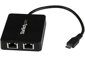 Startech.Com Adapter USB-C na Dual-Gigabit Ethernet z Portem USB (Typ A), Adapter Sieciowy USB Typu C Gigabit