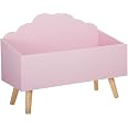 Coffre à Jouets Atmosphera Avec Roulettes - Rose Et Blanc - 48x28x28,5cm - Rangement Enfant