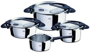 Fissler Topfset Intensa 4-teilig, Schwarze Griffe Silber