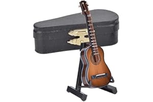 BIITFUU Miniature guitar model wooden guitar mini musical instrument ornaments birthday gift for foreign clients teachers or male and female friends(Brown)