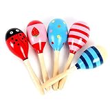 Tinksky Kinder Holz Maracas Rassel Shaker musikalische pädagogisches Spielzeug, 2pcs(Random Color) - 9