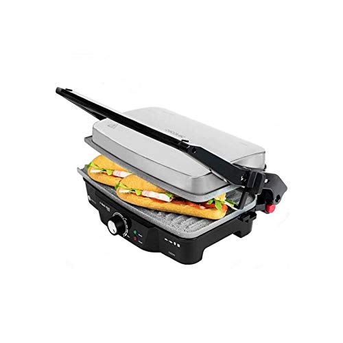Panini Grill, Elektrogrill, Bügeleisen und Sandwichtoaster mit-Beschichtung Stein Rockstone. 1500 W und Oberfläche von 28,7 x 17 cm Öffnung 180 °. Rock 'ngrill 1500 von cecotec