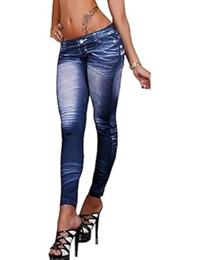 Stretch-Leggings Damen Jeans Look Legging Hose Leggings Leggins Treggings Jeggings Damen Leggings mit Destroyed...