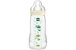 MAM Butelka od 4 miesięcy, 330 ml, z silikonowym, szybko przepływającym smoczkiem 3, łatwa do trzymania w dłoni, łatwa do czyszczenia, łatwa do czyszczenia, Easy Active, neutralny genialny