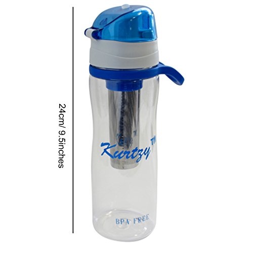 KurtzyTM 700ml Infuser Trinkflasche Kunststoff Brüheinheit BPA-frei Hydration Sport Wasser trinken Plastik Flasche für Wandern, Radfahren, Spazierengehen - 5