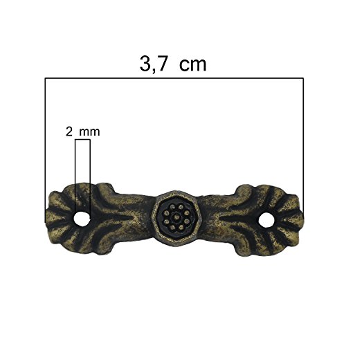 4 Griffe für Schatullen, Schubladen usw., 3,7 x 1 cm, antikmessing - 3