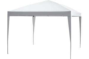 Outsunny Pavillon 2,95 x 2,95 m Pop-Up Faltpavillon Gartenpavillon faltbar Partyzelt Gartenzelt UV-Schutz Stahl+Oxford Weiß