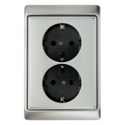 Preisvergleich Produktbild Berker SCHUKO-Doppelsteckdose 47299004 mit Rahmen ARSYS Steckdose 4011334239208
