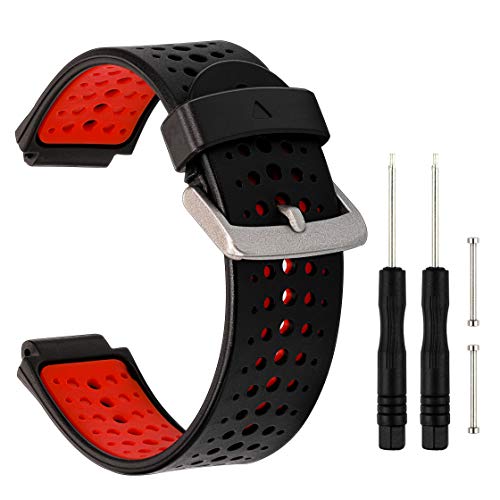 TRUMiRR Forerunner 235 Watchband, Double Color Silicone Rubber Watch Band Sports Strap Bracelet for Garmin Forerunner 235/220/230/620/630/735XT, Approach S20/S5/S6 Smartwatch